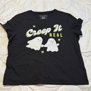 Black 'Creep It Real' Graphic T-Shirt women’s xxxl glow in the dark ghost